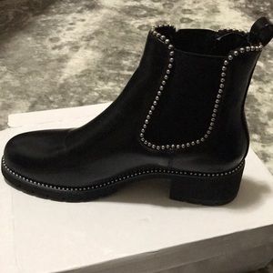 Glossy Black Studded Booties Womens 9